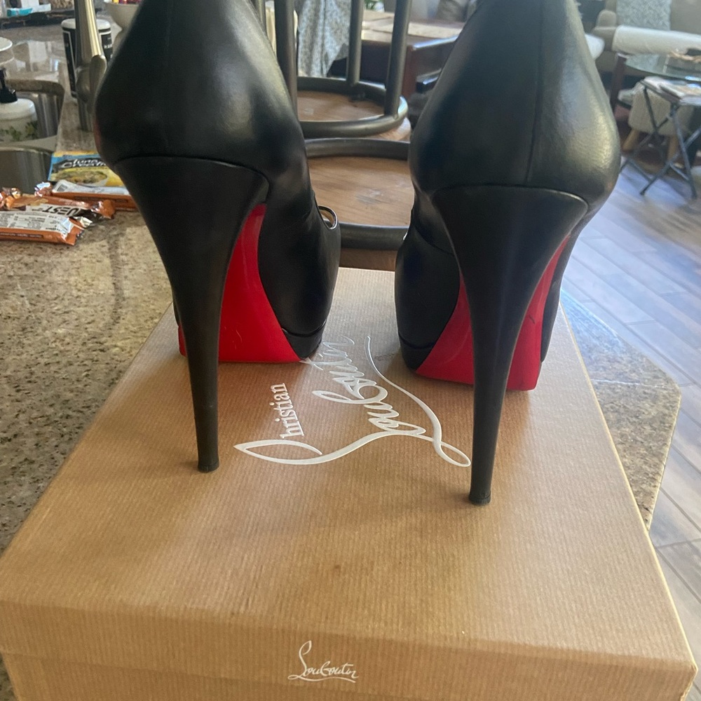 Christian Louboutin Palais Royal 140 Kid Black Peep Toe Pump